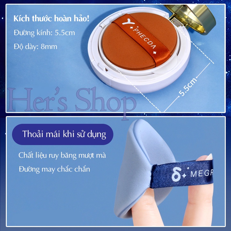 Bông Mút Trang Điểm Hình Tròn Dẹt Tán Kem Nền Phấn Nước BB Air Cushion - Phấn Phủ Trang Điểm Powder Puff