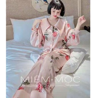 Bộ ngủ lụa Pizama họa tiết P218 hàng cao cấp