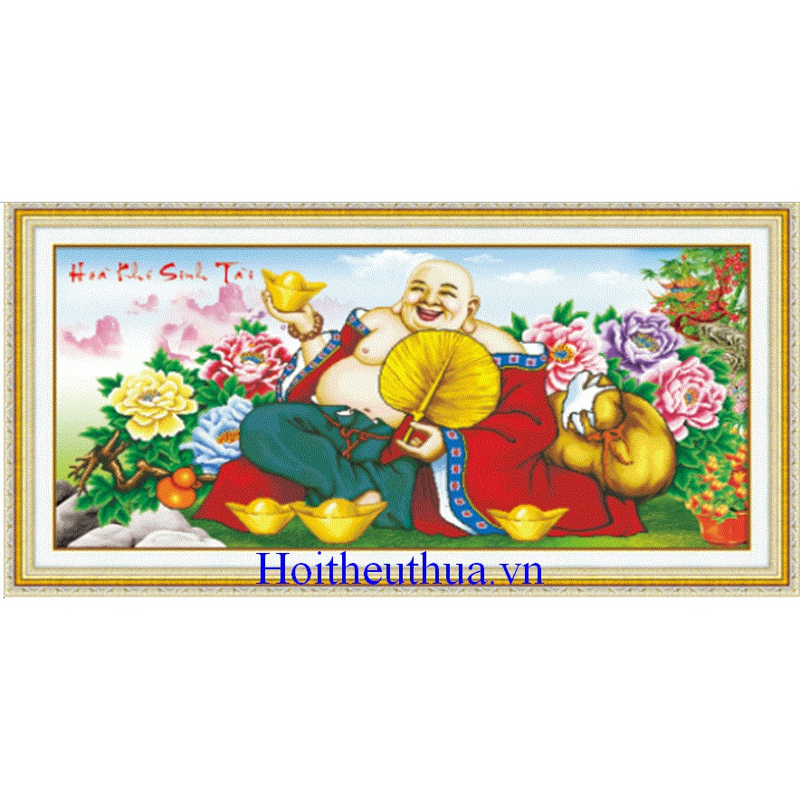 Tranh thêu chữ thập 3D Phật Di Lặc. Kích thước: 100x52cm
