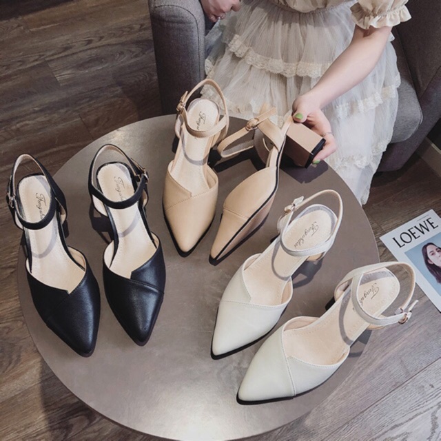 ❗ RẺ VÔ ĐỊCH❗ Giày Cao Gót/Sandal Cao Gót Mũi Nhọn Đế Vuông 5cm hàng full box