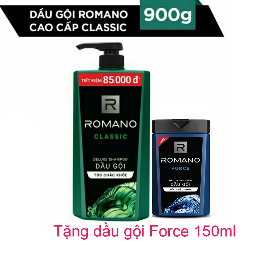 Dầu gội Romano Classic chai 900ml+Tặng kèm hàng khuyến mãi công ty