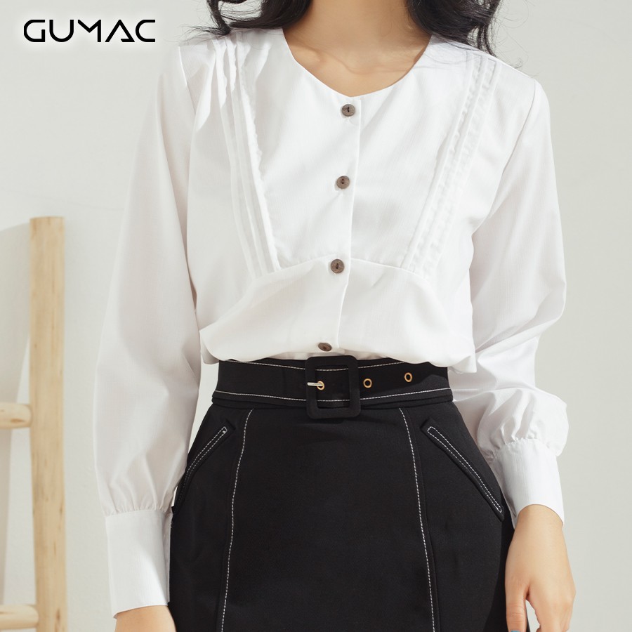 Áo cổ tròn xếp ly AA608 GUMAC | BigBuy360 - bigbuy360.vn