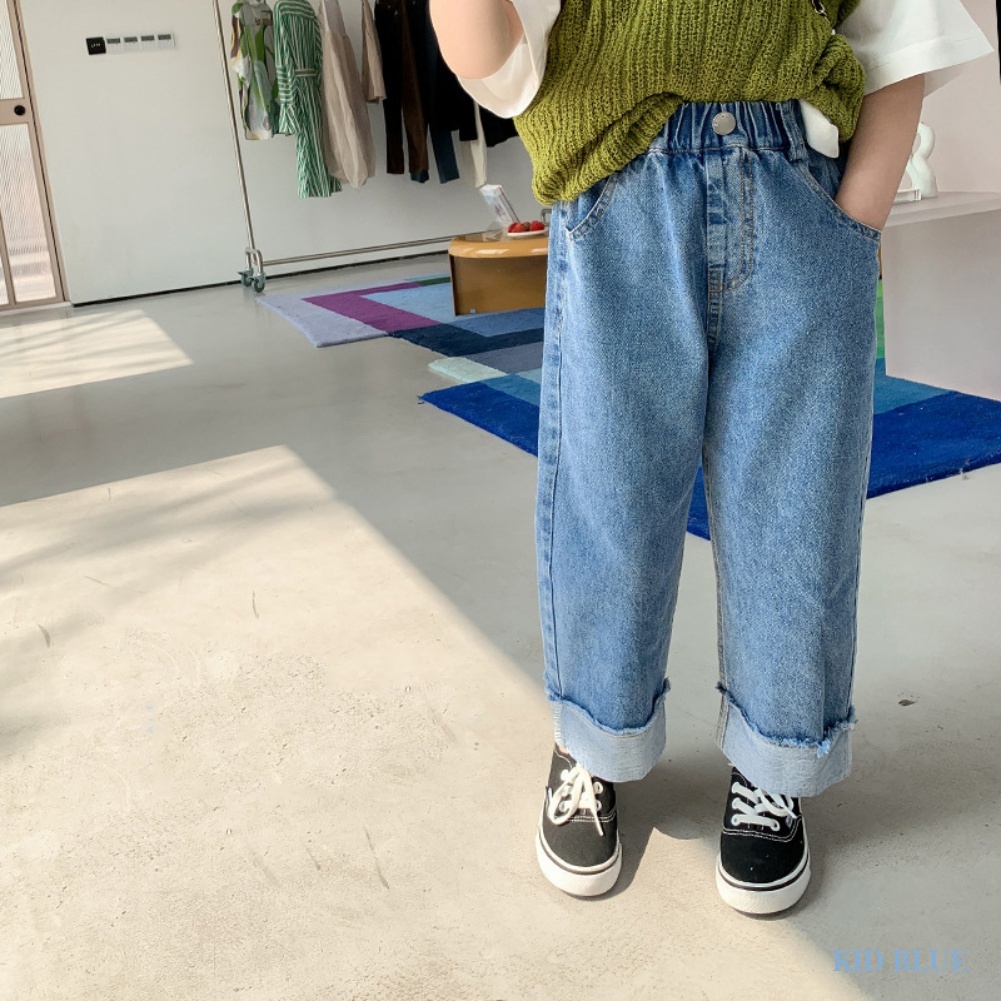 Quần Denim Ống Rộng Thời Trang Mùa Thu Hàn Quốc Dành Cho Bé Gái