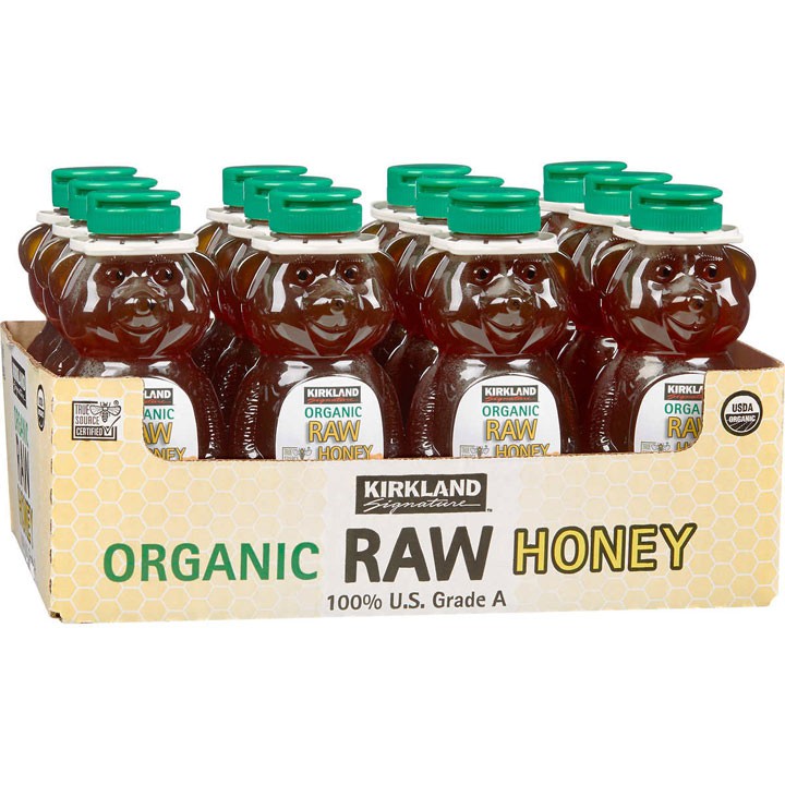 Mật ong Kirkland Signature Raw Organic Honey Bear, 680g