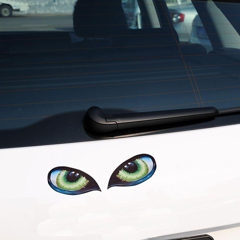 FENDER 1 Cặp Miếng Dán Trang Trí Xe Hơi Hình Mắt Mèo 3D Sáng Tạo