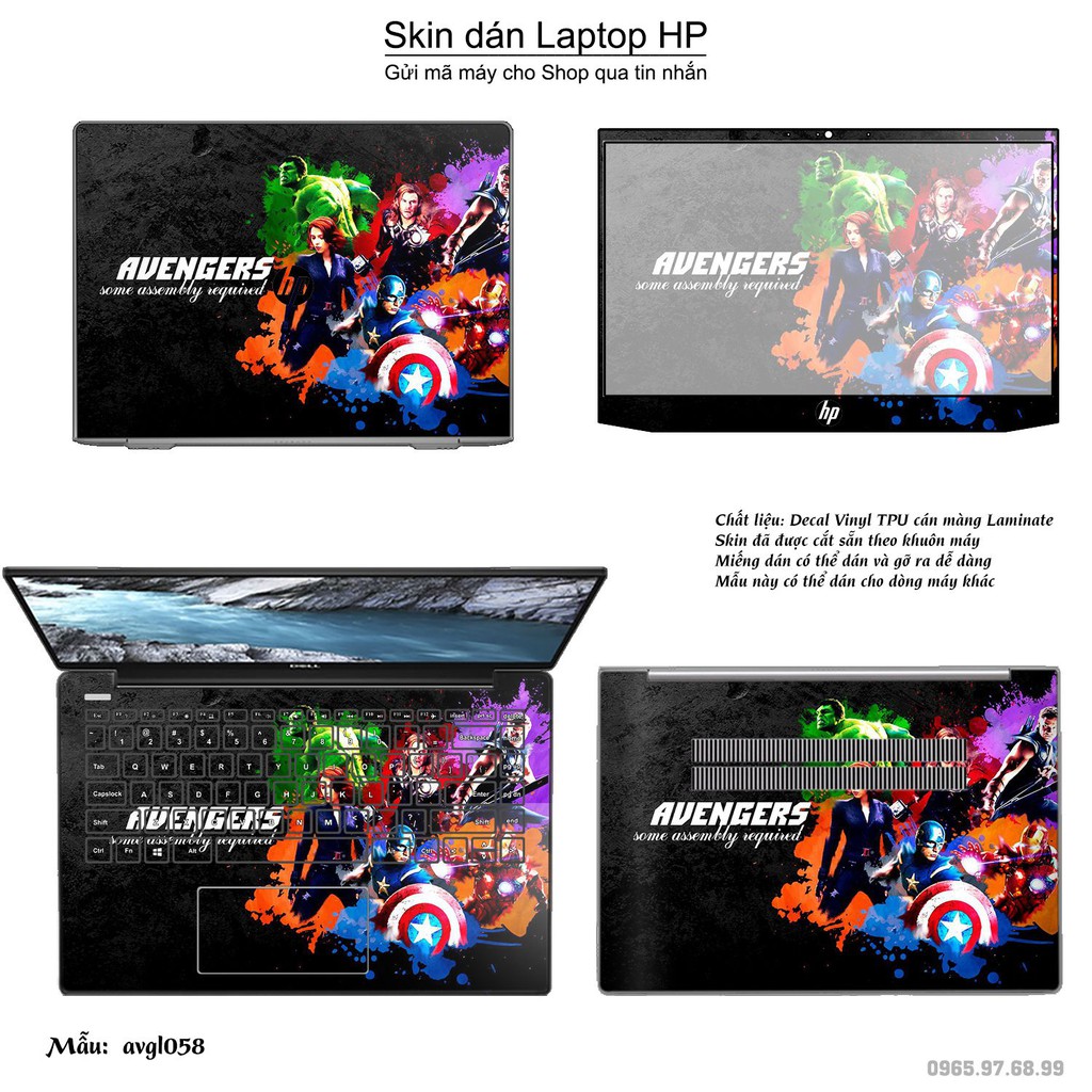 Skin dán Laptop HP in hình Avenger (inbox mã máy cho Shop)