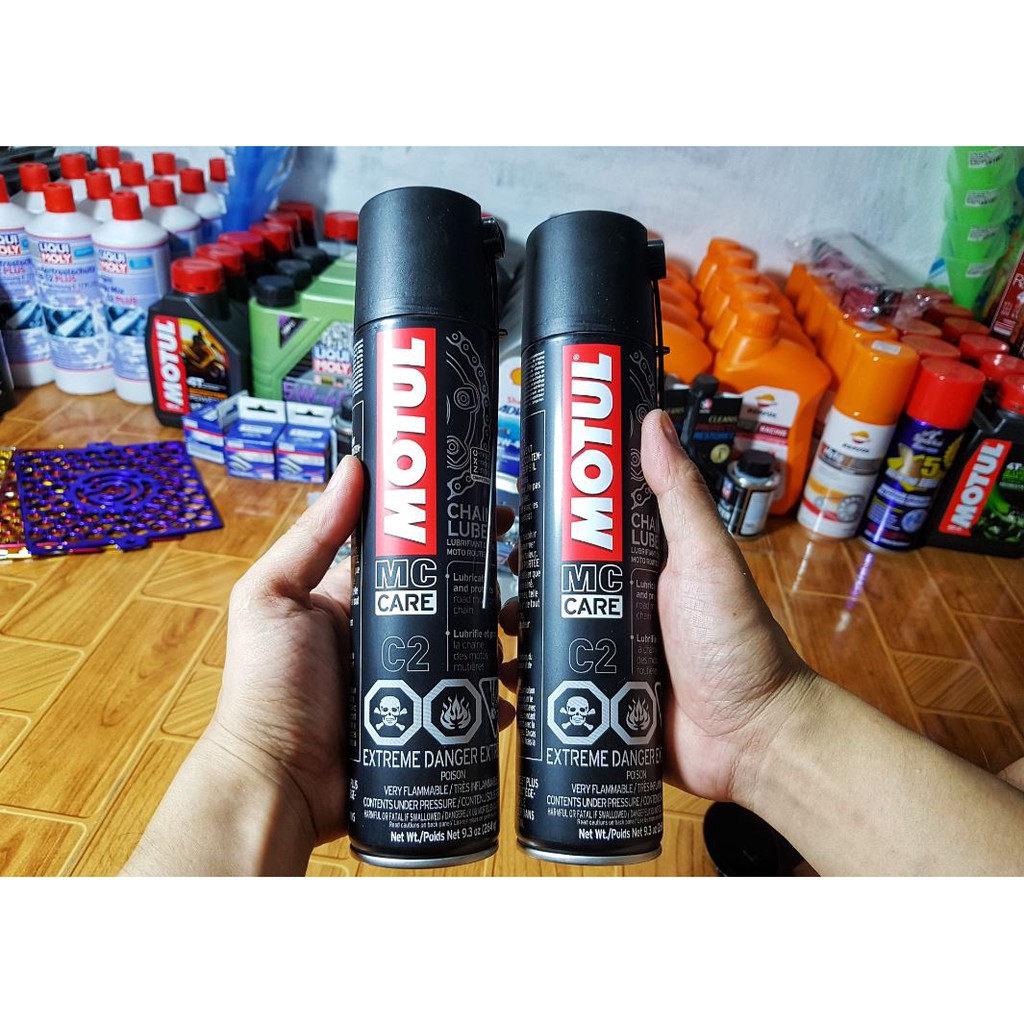 Dưỡng sên Motul C2 chai lớn 400ml dùng cho tốc độ cao hỗn hợp chạy phố