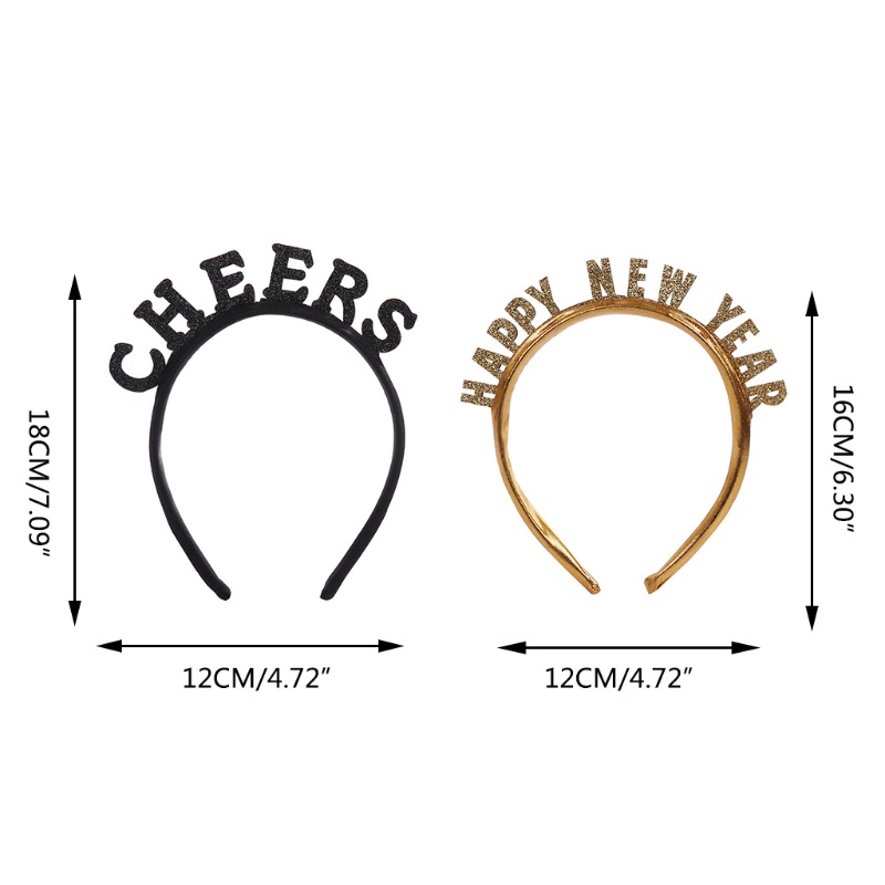 Băng Đô Cài Tóc In Chữ Happy New Year / Giáng Sinh Chống Trượt