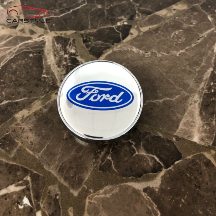 Logo chụp mâm bánh xe ô tô, xe hơi Ford FORD - 60MM: Mầu Bạc và Xanh Tím Than focus MK4 MK3 MK2