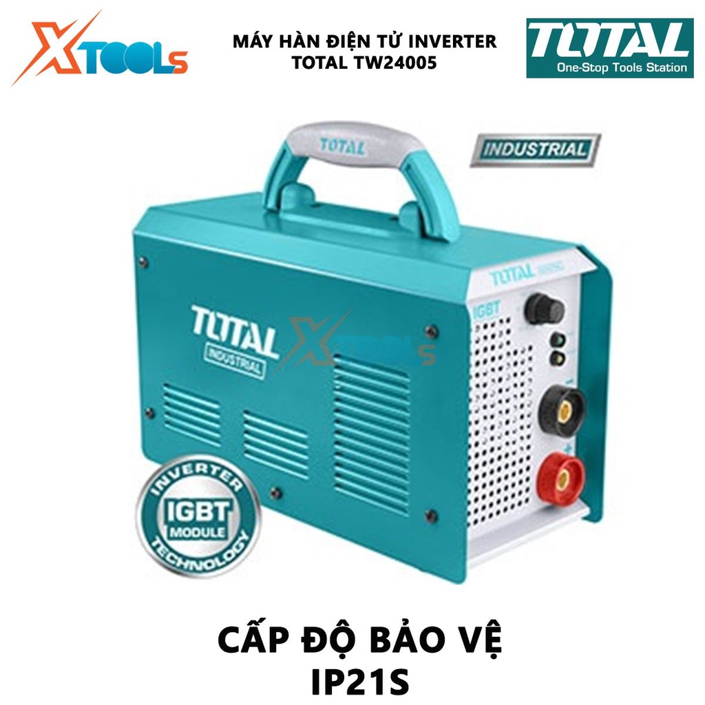 Máy hàn điện tử  TOTAL TW24005 Máy hàn điện tử Inverter MMA Nguồn vào 27 kVA  Dòng điện: 20-400A  Điện cực hàn Ø1.6-6.0m