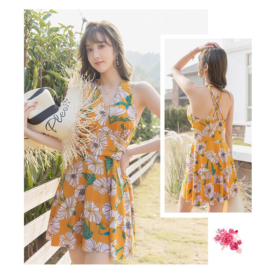 Áo tắm hoa đan lưng liền che bụng  140520 (Hàng oder chuẩn hình 100%) | BigBuy360 - bigbuy360.vn