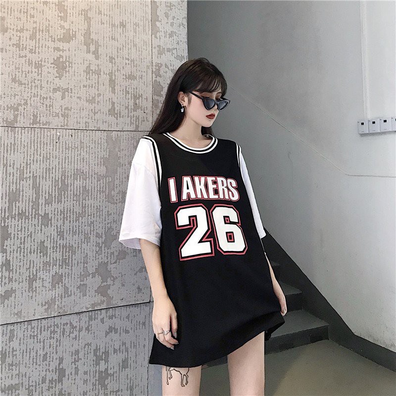Áo Bóng Rổ LAKERS Phối Tay 2 Lớp Siêu Hot Phong Cách Nam Nữ Trend 2022