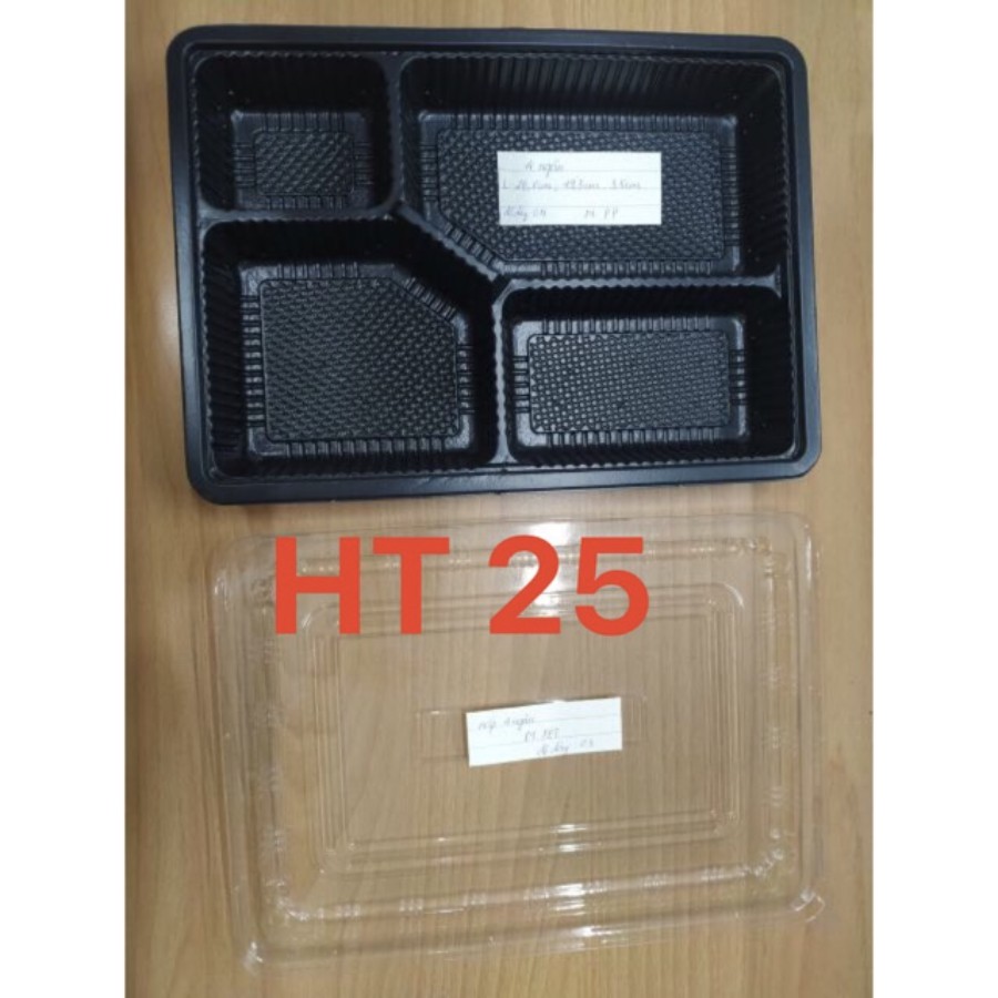 50 hộp nhựa đen - 4 ngăn đựng cơm