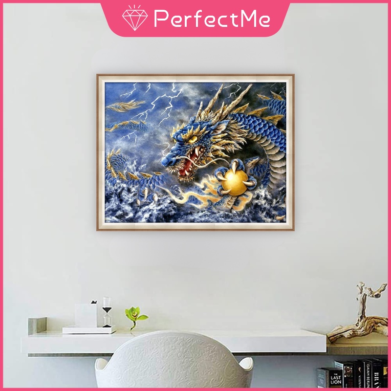 Bộ Tranh Đính Đá 5D Tự Làm Hình Rồng 50x40cm Trang Trí Nhà Cửa