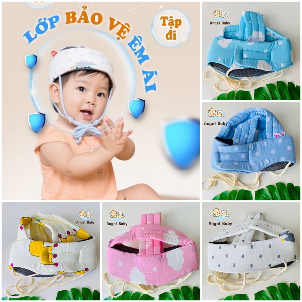Mũ bảo vệ đầu tập đi cho bé an toàn có dây buộc siêu nhẹ