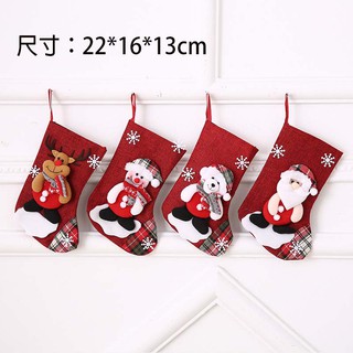 Tất giáng sinh cỡ lớn vải sợi lanh họa tiết hoạt hình đáng yêu 22x16cm