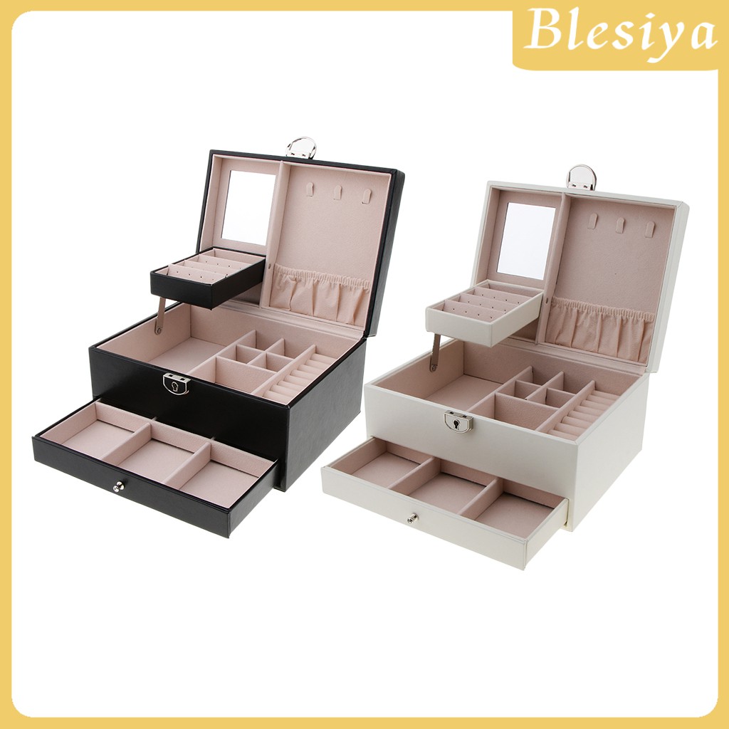 Hộp Đựng Trang Sức Bằng Da Nhiều Tầng Đa Năng Tiện Dụng