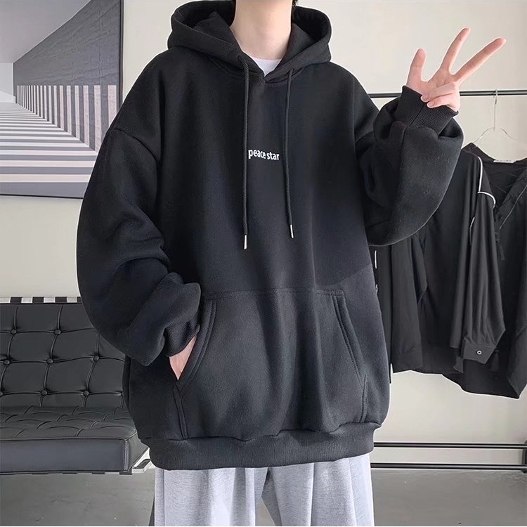 Áo Hoodie Dài Tay Dáng Rộng In Hình Giản Dị Thời Trang Dành Cho Nam