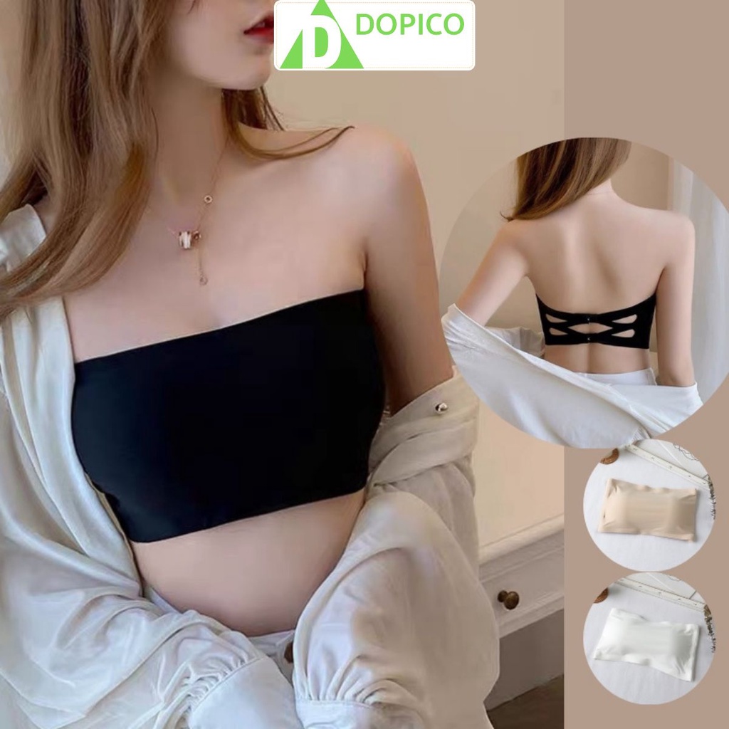Áo bra nữ không dây đẹp, áo ngực không dây mút mỏng chất su mặc mát DOPICO A8883