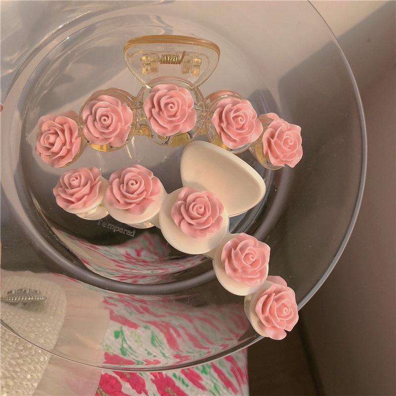 Kẹp Tóc Hoa Trà Màu Hồng Phong Cách Mới