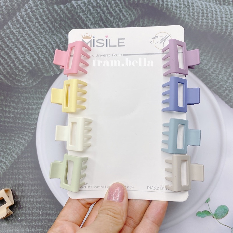 Kẹp tóc chữ nhật mini màu pastel kẹp kiểu dễ thương