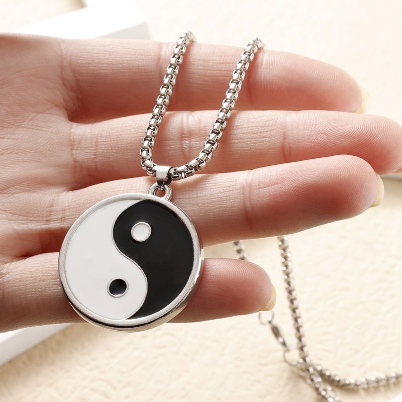 1 Vòng cổ Thép Không Gỉ Mặt Hình Thái Cực Thời Trang Cho Nam