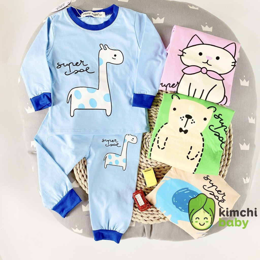 Bộ Dài Tay Minky Mom Cotton 100% Họa Tiết Super Joe Chính Hãng Túi Zip Cho Bé Trai Bé Gái MKM25