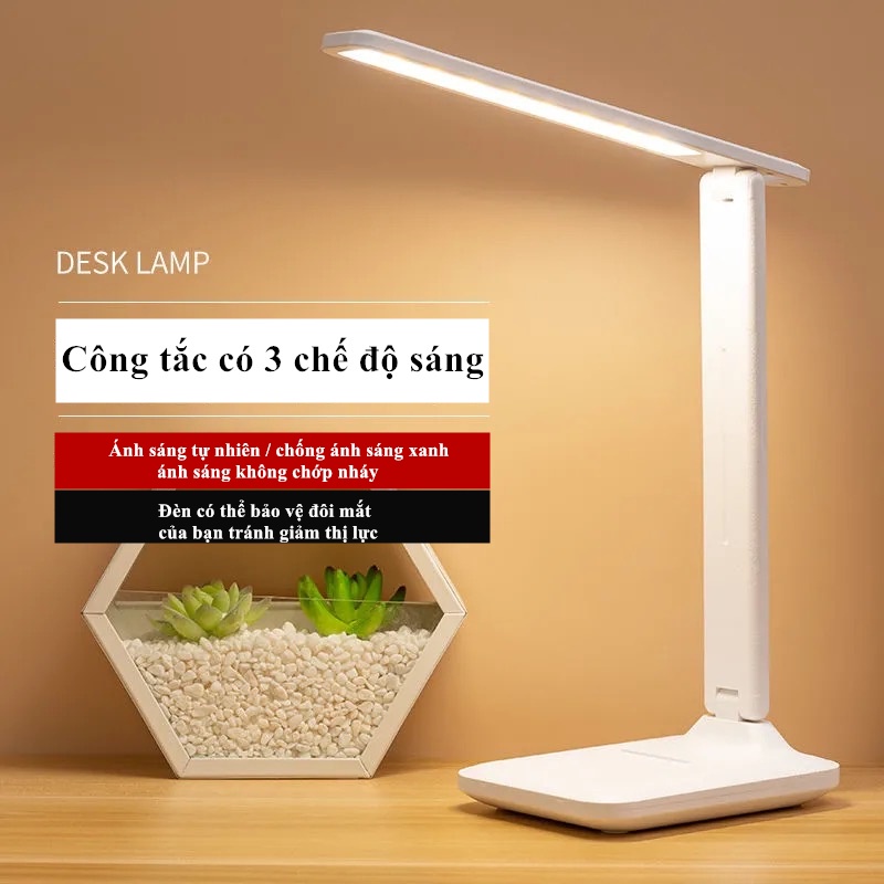 Đèn Học Để Bàn Làm Việc Chống Cận Tích Điện Cảm Ứng Siêu Nhạy 3 Chế Độ Màu + Điều Chỉnh Độ Sáng