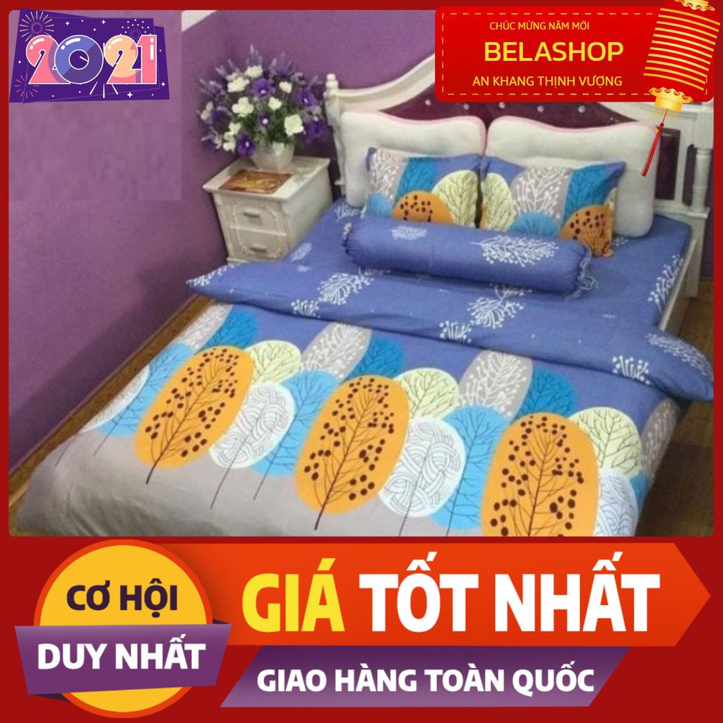 BỘ GA GỐI 3 MÓN MẪU LÁ CỌ 1M6 ms003