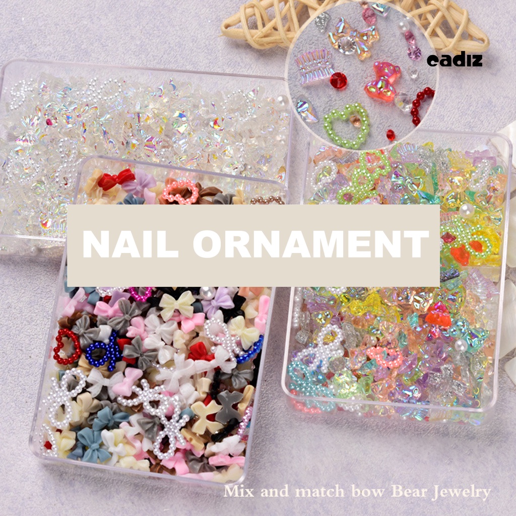 1 Hộp 50g Đá Nơ 3D Lấp Lánh Trang Trí Móng Tay Cho Nữ