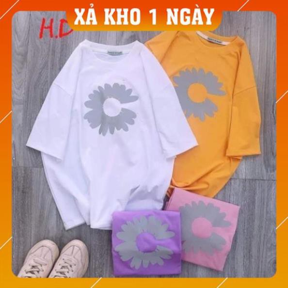 [Mã WARN20 giảm 20k đơn 150k] [HOT TREND] Áo Phông Nữ Đẹp, Áo Phông Rộng Tay Lỡ In Hình Hoa Cúc Phản Quang | BigBuy360 - bigbuy360.vn