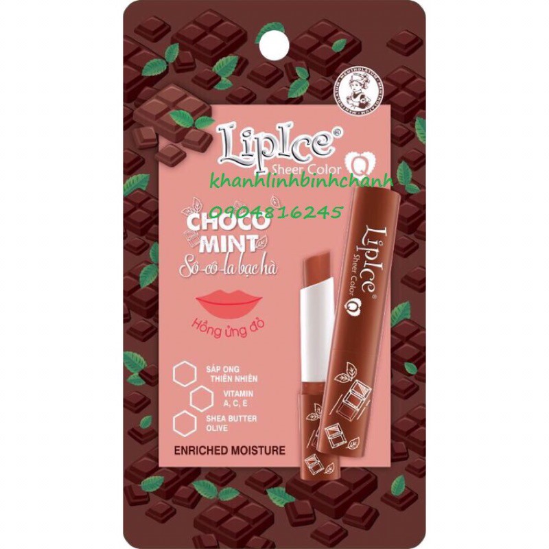 Son dưỡng Có màu Lipice Sheer Color Q Choco Mint hoặc Matcha hoặc Orange hoặc Candy