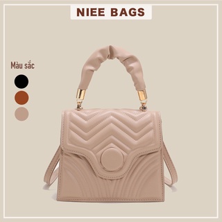 Túi xách đeo chéo quai nhún, túi xách tay dáng vuông da mềm N07 NIEE BAGS