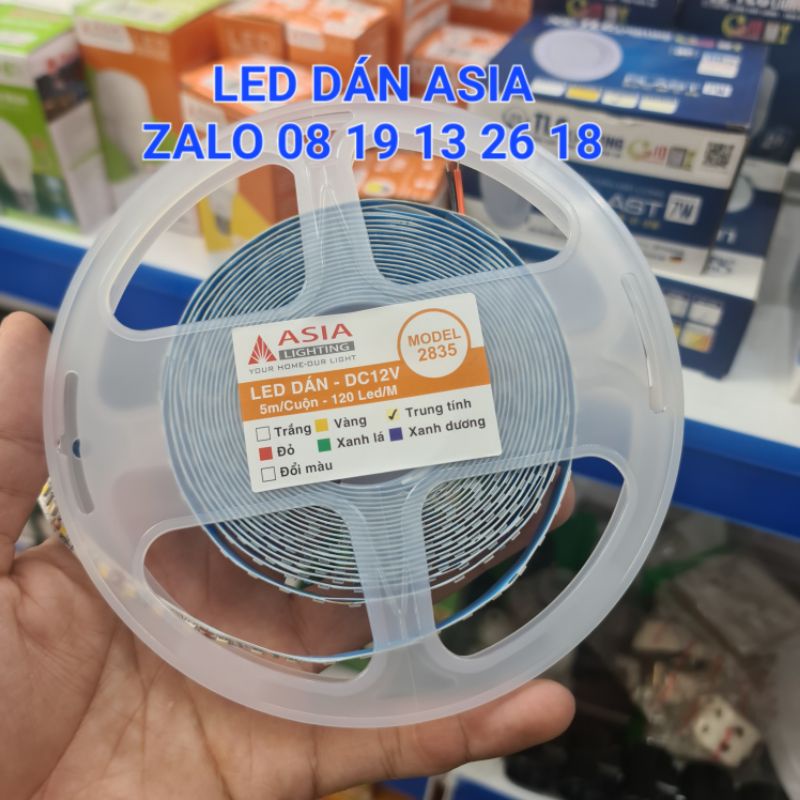 Led dán Asia dài 5m/cuộn, 12w,18w/mét, hàng cao cấp, sử dụng trang trí nội thất, bảo hành 2 năm