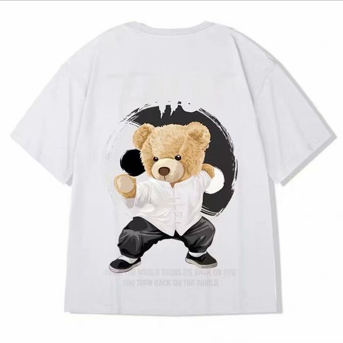 Áo Thun Tay Ngắn Cổ Tròn In Hình Gấu Hoạt Hình Phong Cách Harajuku Nhật Bản Thời Trang Mùa Hè Cho Nam Và Nữ