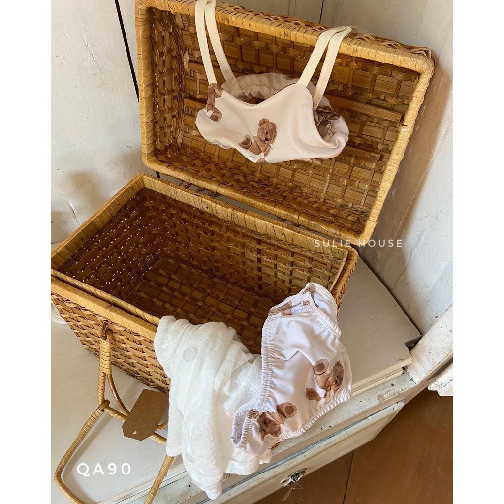 Bộ bơi 2 mảnh hình gấu kèm mũ - QA90