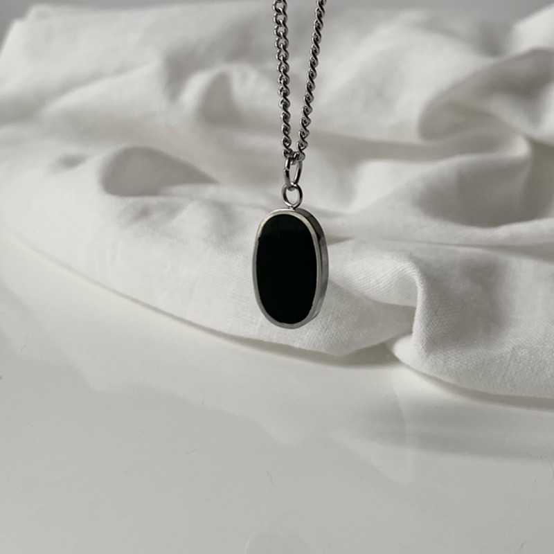 Dây Chuyền Mặt Oval Màu Đen Thời Trang Cho Cặp Đôi 22575