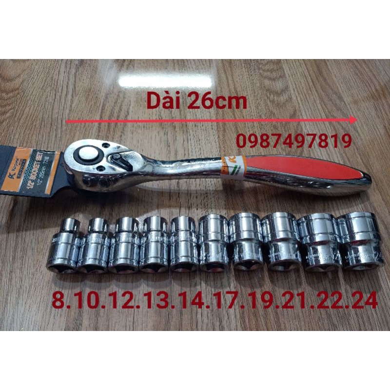 Combo Cần Siết Tự Động 72 Răng KAPUSI Và 10 Đầu Tuýp 1/2 Đủ Màu Nhiều Hiệu Loại 1 Siêu Bền