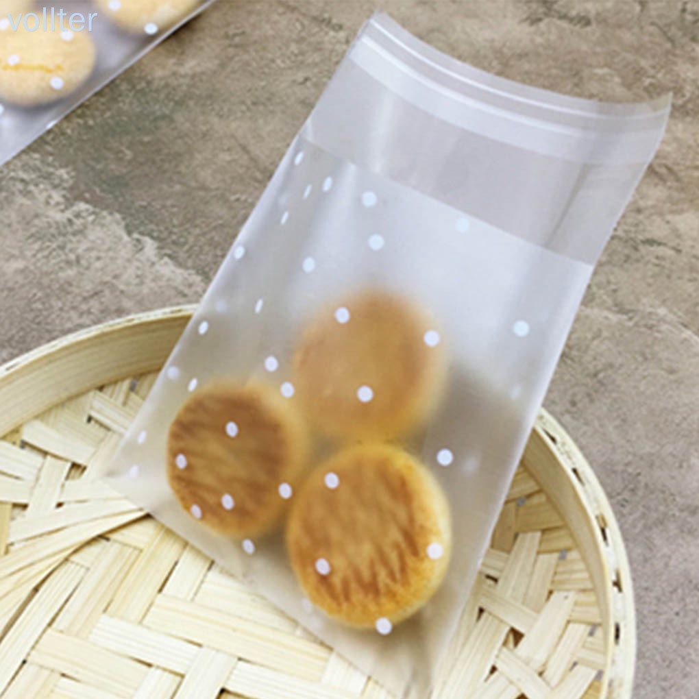 Set 100 túi đựng bánh kẹo bằng nhựa in họa tiết bông tuyết nhỏ xinh xắn tiện lợi