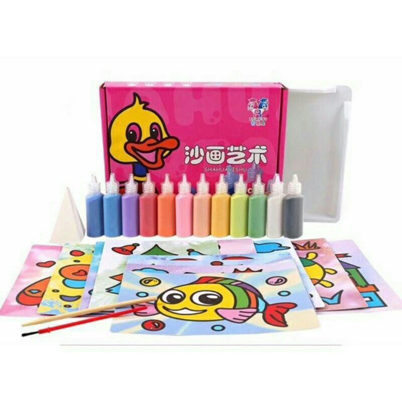 Hộp tranh cát 12 hũ cát 12 tranh