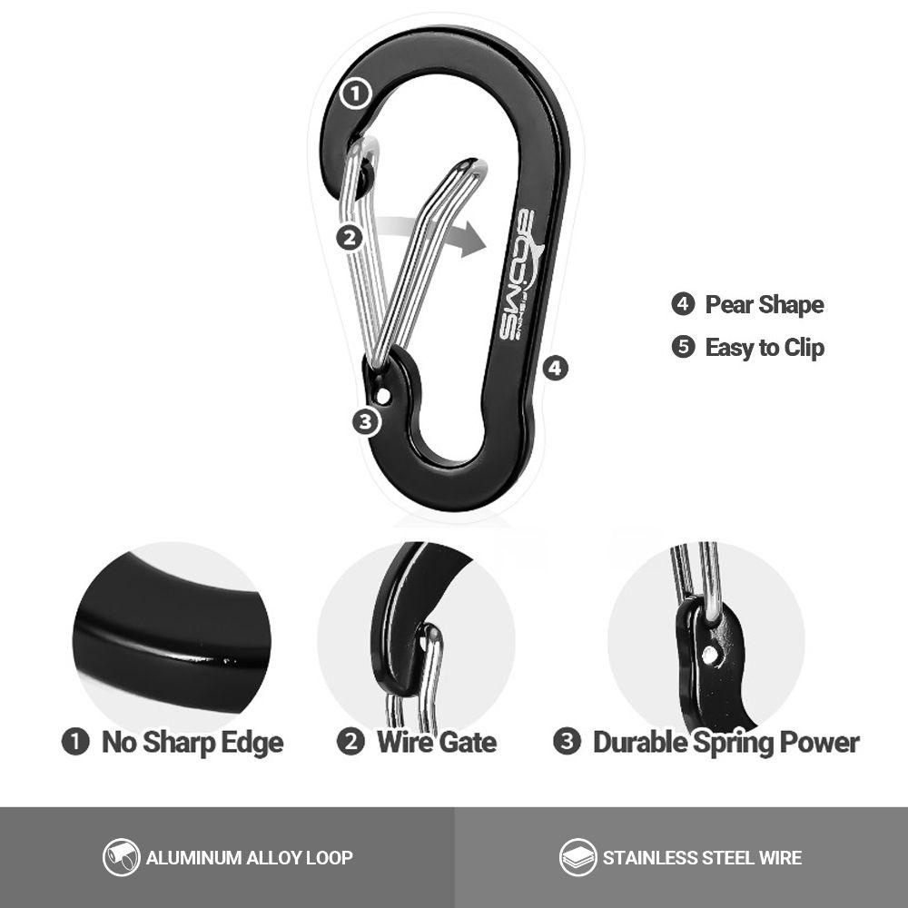 Set 5 Móc Khóa Carabiner Bằng Hợp Kim Nhôm Đa Năng