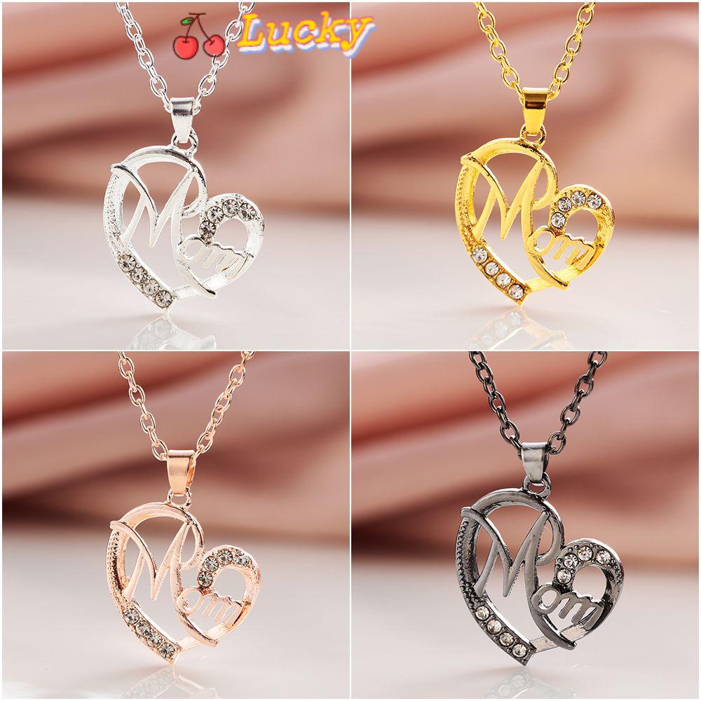 Vòng cổ mặt hình trái tim khắc chữ MOM thời trang cho nữ