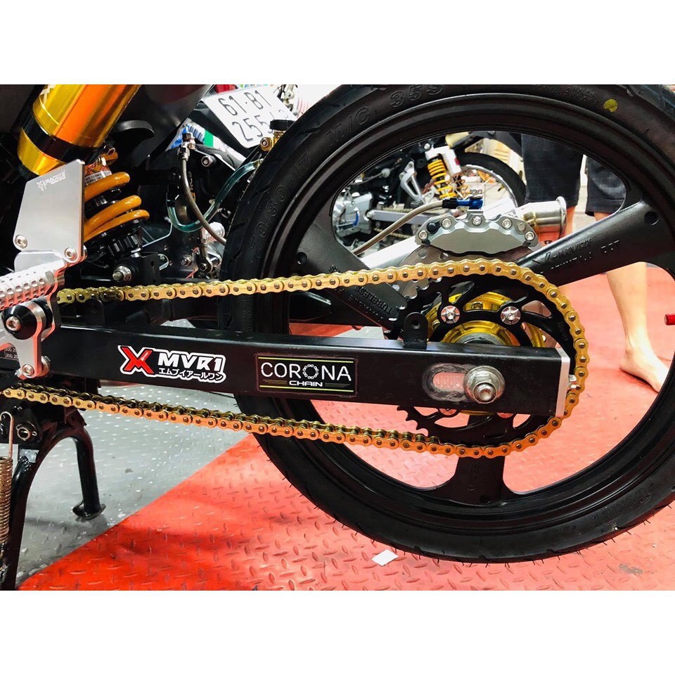 Bộ Nhông xích đĩa Nhông sên dĩa Exciter 150 cc Nhông đỏ 42-14, xích vàng 10 ly không có phớt cao su chính.hãng X1R