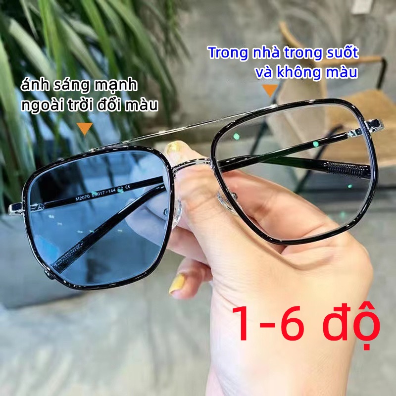 GIÁ TỐT NHẤT💥Mắt Kính cận nữ đổi màu - kính cận thị nam có độ 1.0-6.0, Chống Ánh Sáng Xanh- Gọng kim loại thời trang