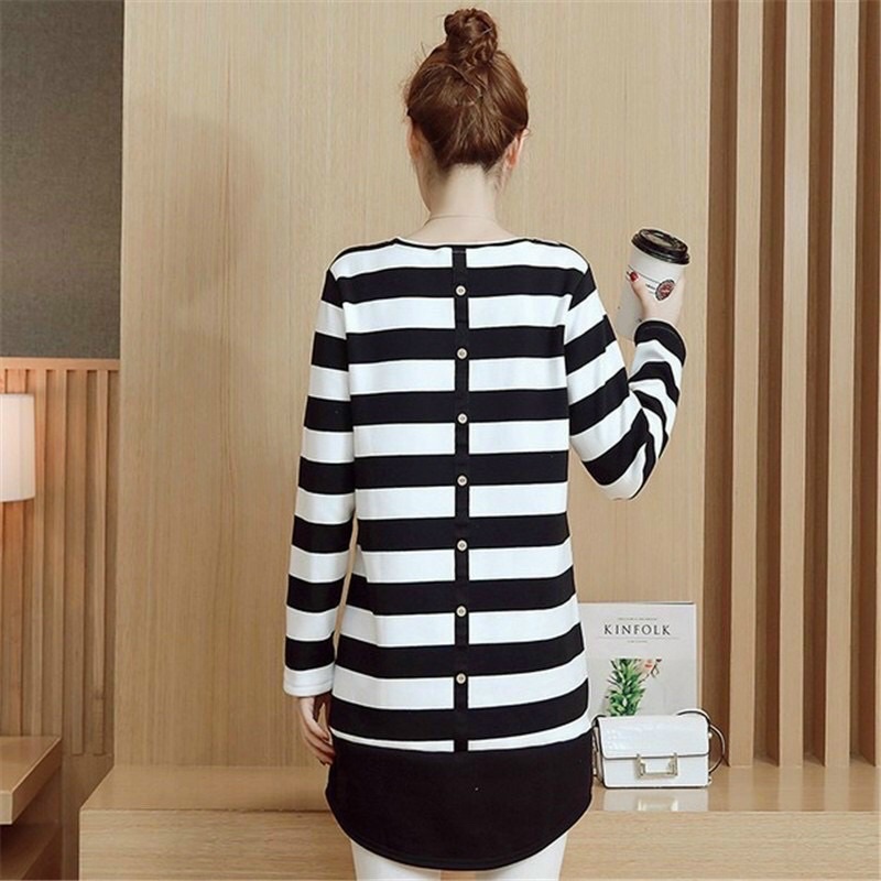 Áo bầu dáng dài kẻ đen trắng - panda shirt 250