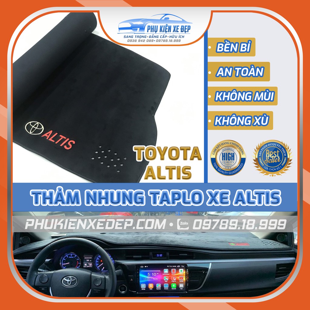 Thảm taplo ô tô lông cừu HÀNG LOẠI I xe TOYOTA ALTIS [ MỚI NHẤT]  chống nóng có 3 lớp chống trượt