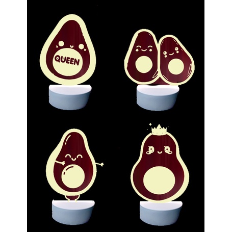 Đèn Led bò sữa trắng L1I5  Đèn Ngủ 3D quả bơ trà sữa trứng lười yakult blackpink shiba roro jump