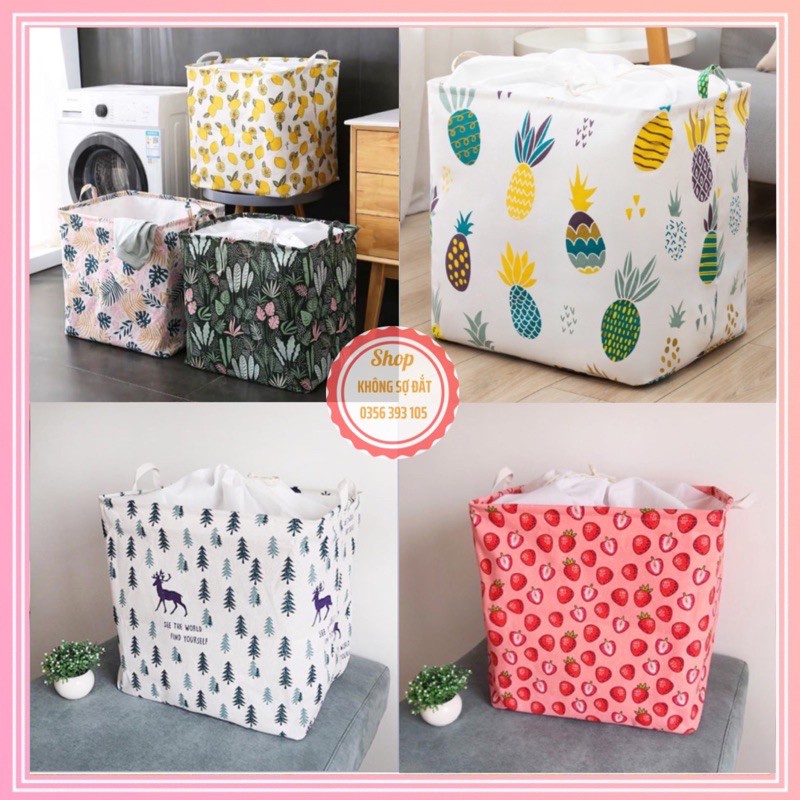 Túi vải đựng đồ đa năng, giỏ vải đựng đồ quần áo cỡ lớn 100 lít 50X50X40 cm kiểu dáng xinh xắn