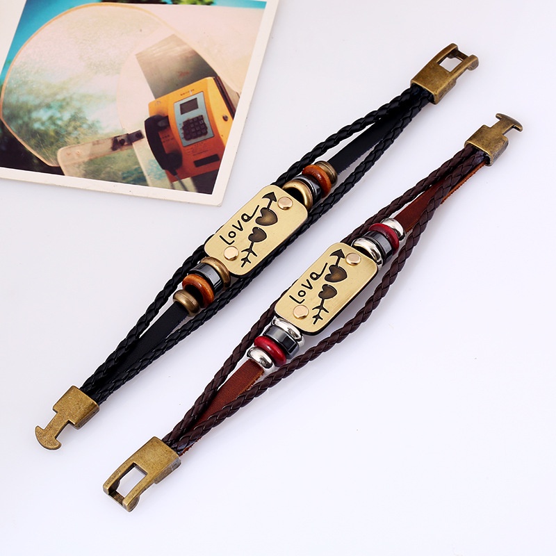 Vòng tay đôi nam nữ,unisex thời trang cá tính,vòng tay tình yêu trái tim hottrend chất liệu da cao cấp (VT-02)