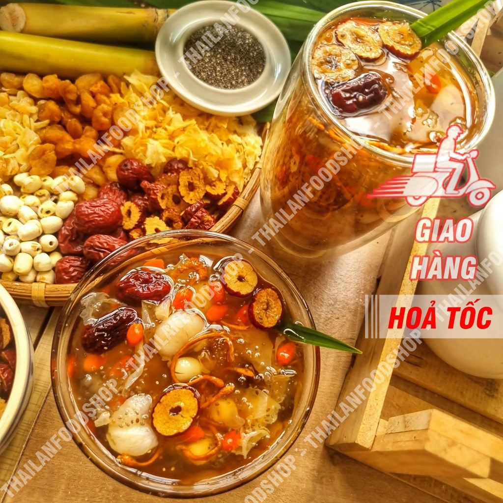 Chè Dưỡng Nhan 12 Vị Đầy Đủ Nguyên Liệu Nấu 25 - 30 Chén - Set Tự Nấu